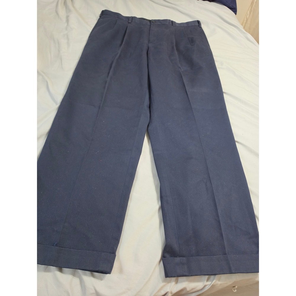 Brooks Brothers Elliot Advantage Chino Navy Blue Pleated Cuffed Pants 40x32